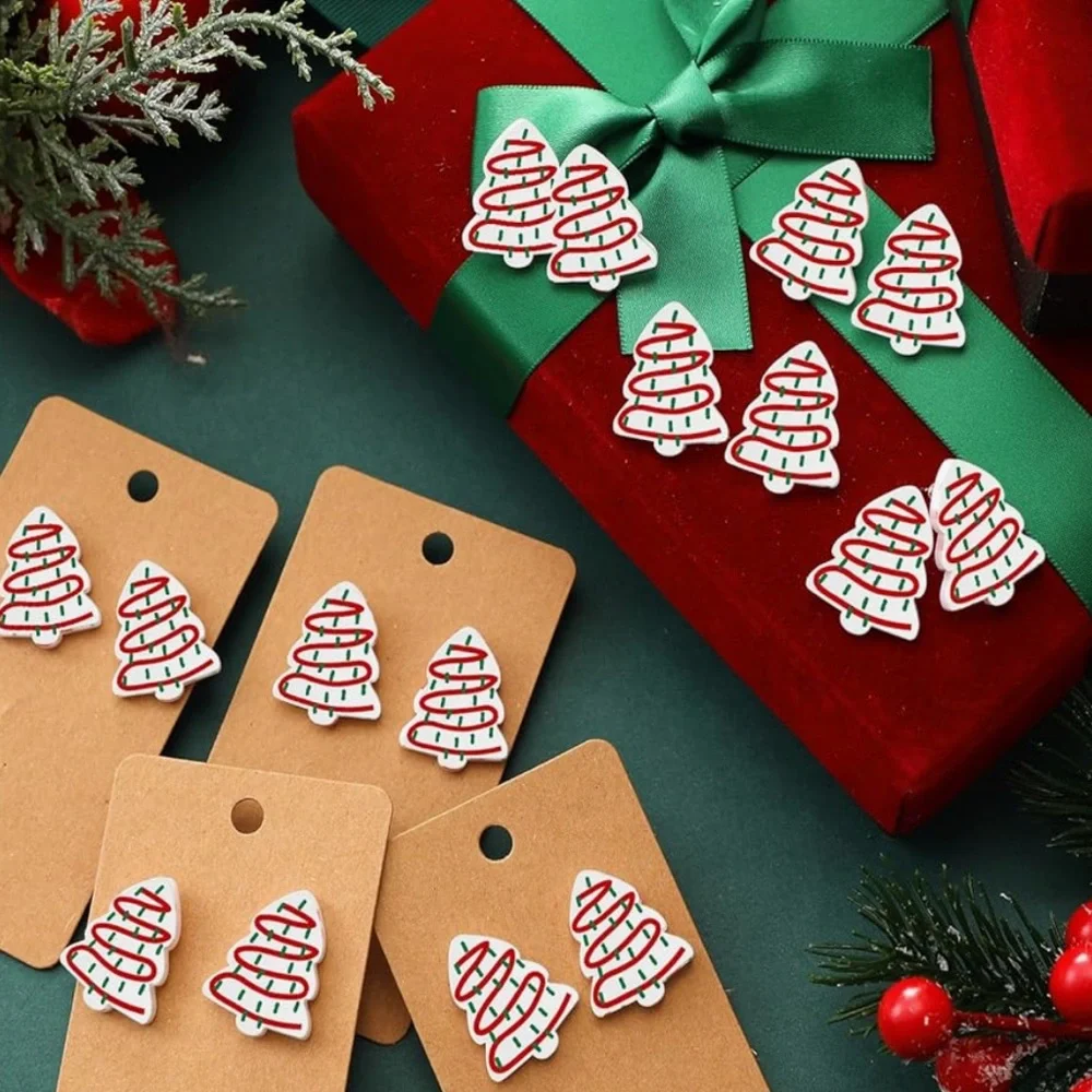 BUY NOW little Debbie inspired Festive Christmas Tree  stud earrings - Picture 2 of 3